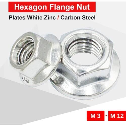 1-50 PCS High Quality Hexagon Flange Nut M3 M4 M5 M6 M8 M10 M12 Zinc Plated Carbon Steel Pinking Slip Locking Lock Nuts