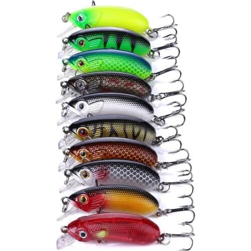10PC Floating Crankbait isca artificial Fishing Lure 6.8g 5cm Lifelike Wobblers 8# Hooks peche fishing hard bait