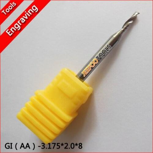 3.175*2.0*8mm One Flute Carbide Milling Tools, Router Bits, CNC Engraving Bits on Acrylic AA Series