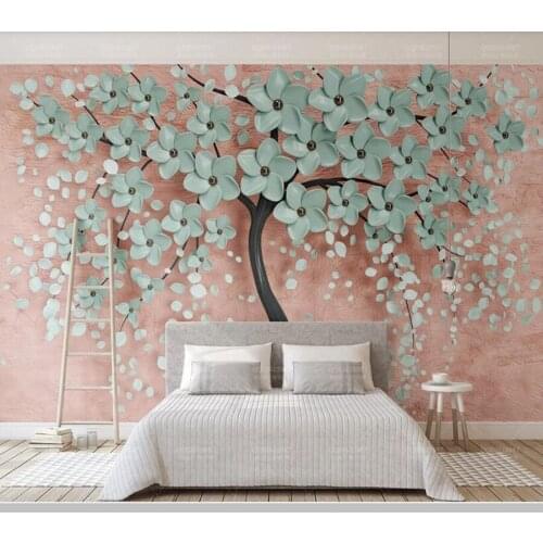Papel de parede one tree Nordic flowers 3d stereo wallpaper,living room tv wall children bedroom wall papers home decor mural