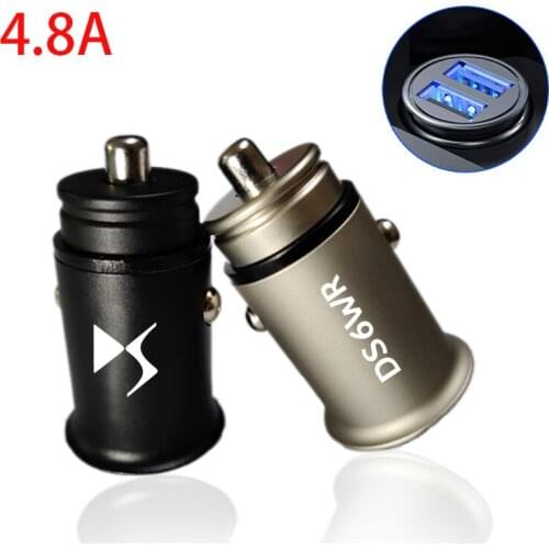 4.8A Metal Dual USB Phone Charger Car Charger Mobile Phone Adapter For Citroen DS DS3 DS4 DS5 DS6 DS7 DS9 C2 C8 CACTUS AMI