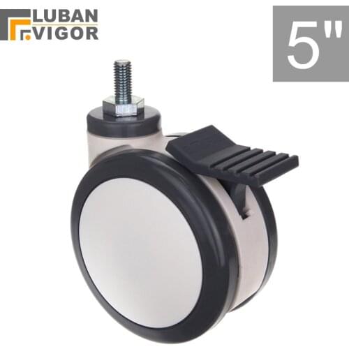5 inch,Medical casters/wheels,M12x25 screw,With bearing Mute Wearable,load200kg,For Hospital trolley Electronic equipment