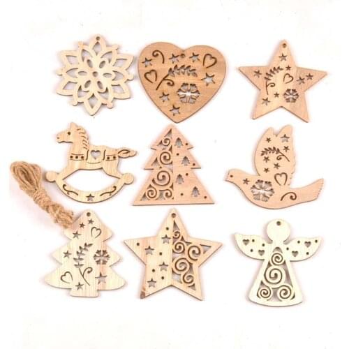 5PCS DIY Wooden Chip Christmas Tree Hanging Ornaments Pendant Kids Gifts Snowman Tree Shape Xmas Ornaments Decorations mt2557