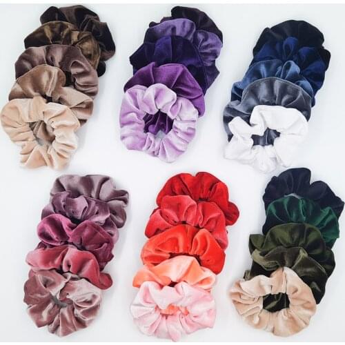 5PCS/Set Velvet Scrunchies Elastic Rubber Hair Bands Women Girls Soft Solid Headbands Ponytail Holder Hair Rope Tie Accessories