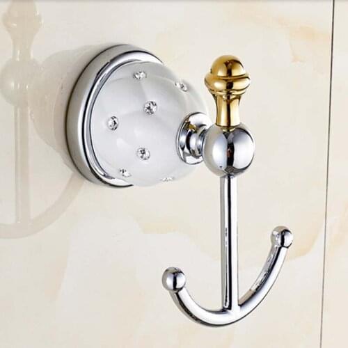 Antique Bathroom Hanging Clothes Hook Robe Hook Solid Brass Golden Finish Bath Hardware Accessory Wall Mounted Bathroom Product