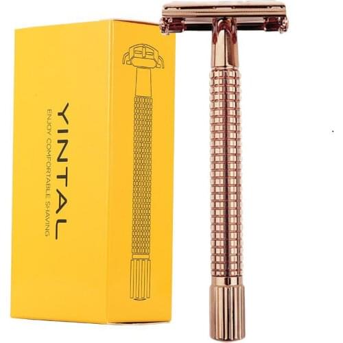 Safety Razor Long handle Brass Double Edge For Men Barber Shaver Mens Manual Classic Barber Shaving 1 Razor Simple packing
