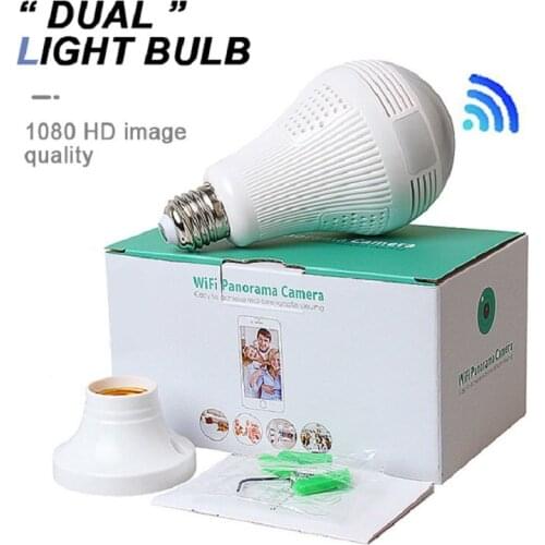 360 DegreeLPanoramic Wireless Home Security Security WiFi CCTV Fisheye Bulb Lamp camera wifi can used as baby monitor