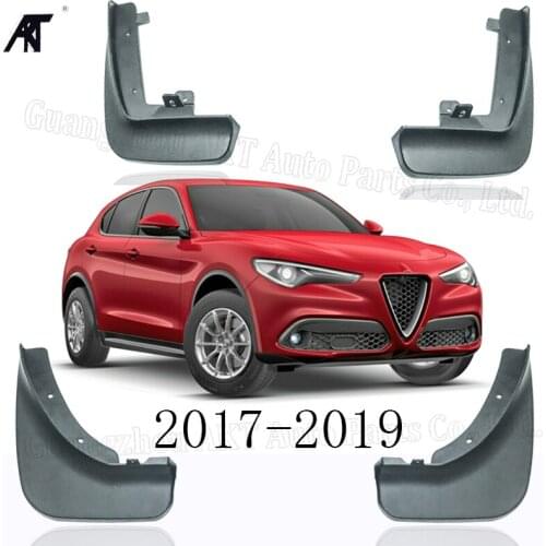Black Front &Rear Mud Fender Flaps Splash Guard Mudflaps Mudguard Cover Trim for Alfa Romeo Stelivo SUV 2016~2019 Mud Flap