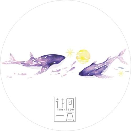 2.8cmx10m Paper Purple Whale in the Sea Masking Tape Sticker
