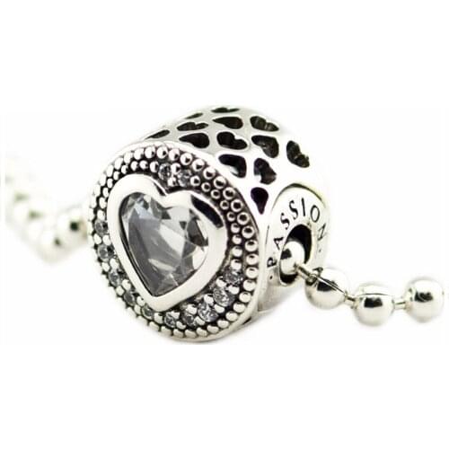Passion Beads with Clear Cubic Zirconia Fits Pandora Essence Bracelets 925 Sterling Silver Jewelry Charms Free Shipping