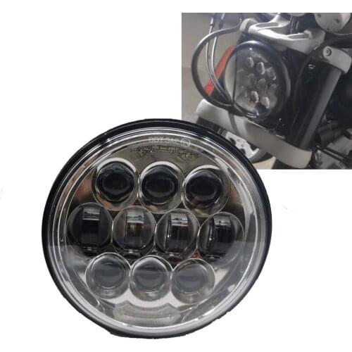 Black 80W 5-3/4" 5.75" Round LED Projection Headlight for Harley Iron 883 48 72 XG750 Dyna DOT E9 DRL Halo Motorcycle Headlight