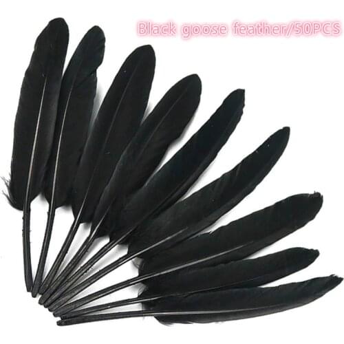 50pcs black goose feather 15-20 cm, DIYcraft hats to embellish flower arrangement material accessories