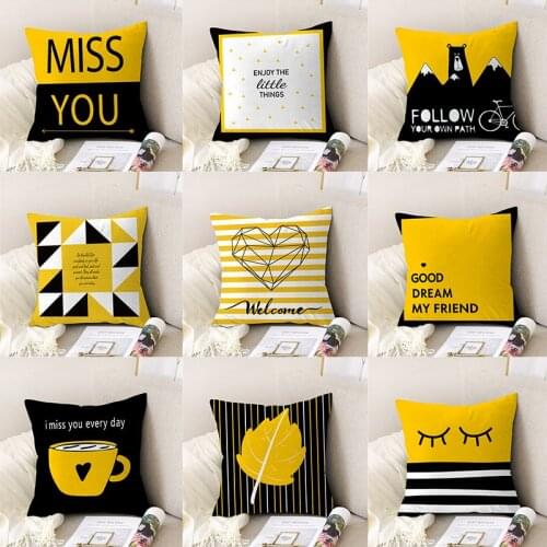 ZENGIA Yellow Geometric Polyester Cushion Cover Throw Pillows for Car/Home Decoration Sofa Decorative Pillow Cover Pillowcase