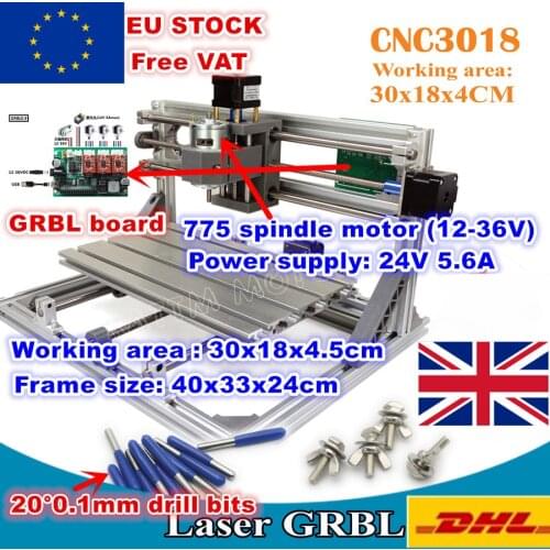[EU Free VAT] USB 3018 GRBL Control 3 Axis DIY CNC Machine 30x18x4.5cm Pcb Pvc Laser Engraving Machine Wood Router Milling