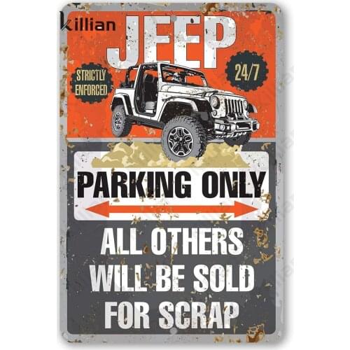 Retro Metal Plaque Car Picture Metal Plate Jeep Metal Painting Off-Road Vehicle Metal Poster Club Bar Wall Home Decoration