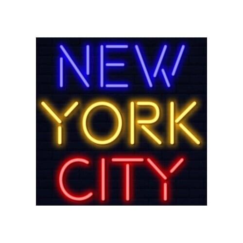 Custom New York City Three Colors Acrylic Neon Light Lamp Sign Beer Bar Handmade Real Glass Decorate Home Wall Room Decor Club