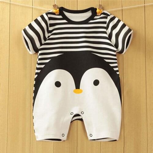 Baby Girls Clothes Rompers Summer New Cotton Newborn Jumpsuit Striped Cartoon Printed Short Sleeve Jumpsuit Baby Boy Clothes