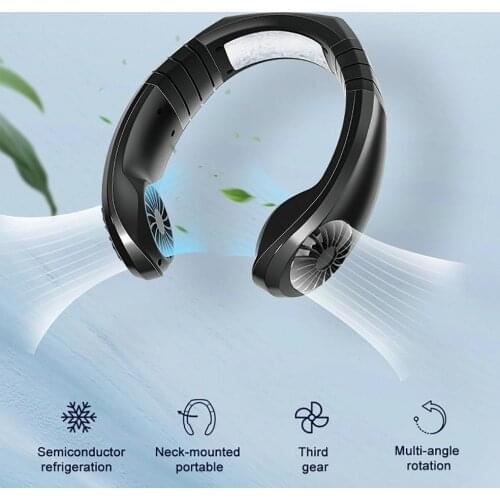 Summer Earphone handheld Design Mini Portable Mini USB Neck Mounted Air Conditioner Cooler Fan With Rechargeable Battery