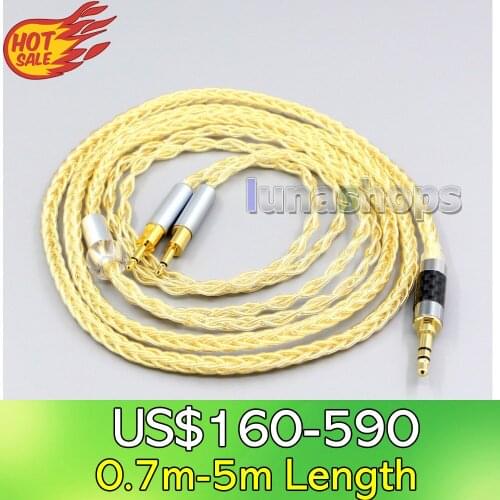 LN006503 3.5mm 2.5mm 4.4mm XLR 8 Cores 99.99% Pure Silver + Gold Plated Earphone Cable For Sennheiser HD700