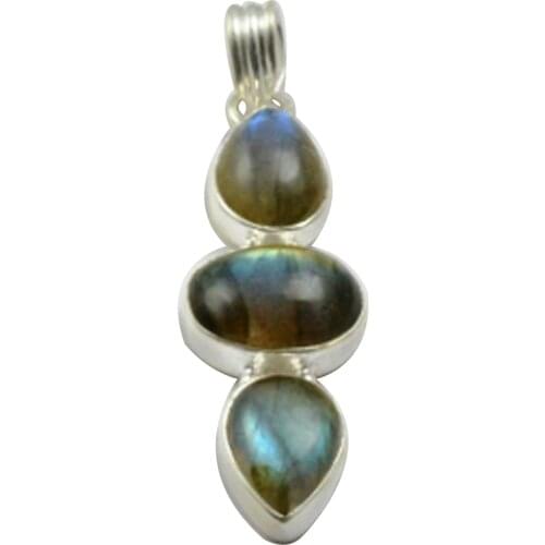 Lovegem Nature Labradorite Pendant 925 Sterling Silver , 52 mm, MHBAP4639
