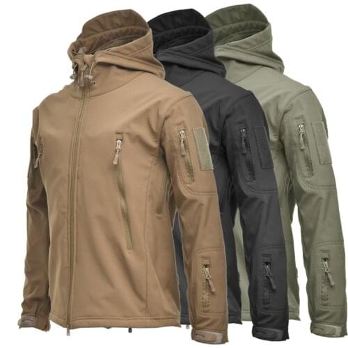 Shark Skin Soft Shell Tactical Jacket Men Waterproof Camouflage Combat Flight Hooded Coat Army Military Field Windbreaker Jacket