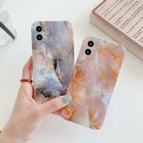 Fashion Marble Texture Phone Case For iPhone 11 Pro 12 Pro Mini Max X XR XS Max 7 8 Plus SE2020 Camera Protection Soft IMD Cover