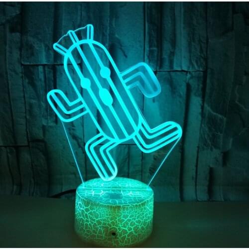 LED Holiday Light Bedroom 3D Cactus Night Light Xmas Party Wedding Decoration Home Gift Cactus USB 3D Lamp Illusion Nightlight