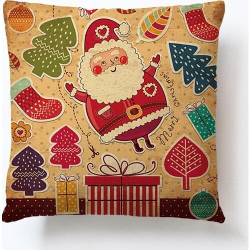 Pillowcase Santa Claus Sofa Cushion Cover Living Room Decoration 45x45CM Nap Pillowsham Baby Children Gift
