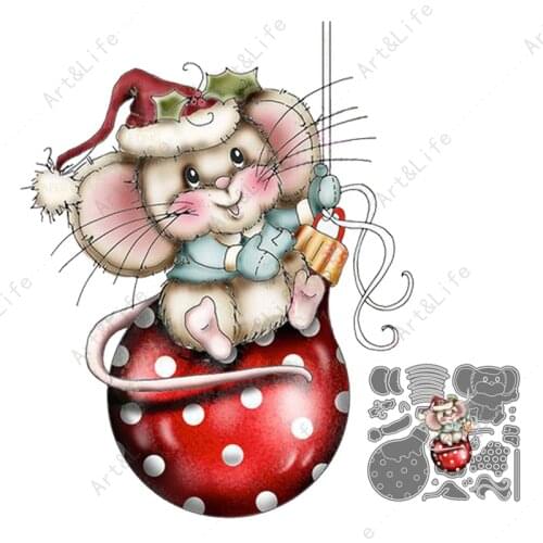 2021 New Metal Cutting Dies Christmas Mouse Cute mice Stencils for Making Scrapbooking Paper Cards Birthday Embossing Cut Die