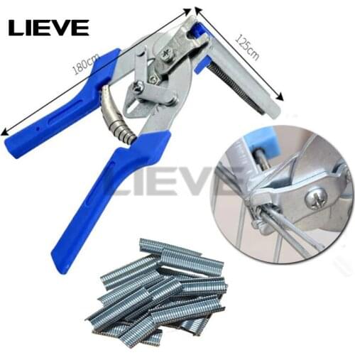 Hog Ring Plier Tool and 600pcs M Clips Staples Chicken Mesh Cage Wire Fencing Caged clamp