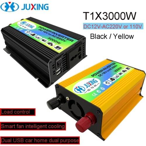 JUXING 3000W Car Power Converter DC 12V to AC 110V/220V Inverter with 2 USB Ports Power Adapter Use for Vehicle, Home, Outd