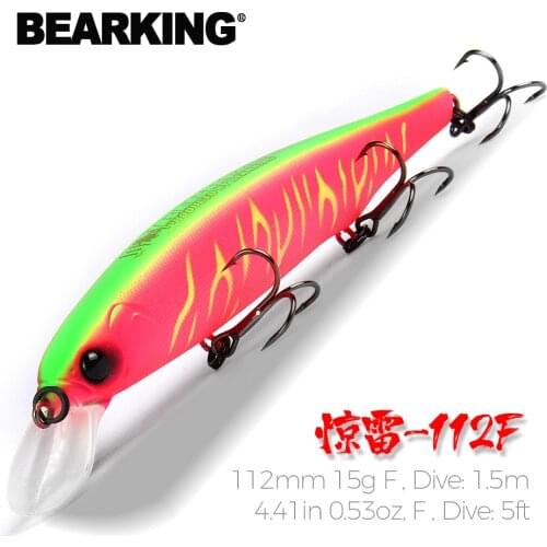 Bearking 112mm 15g New hot model fixed weight system fishing lures hard bait dive 1.5m quality wobblers minnow