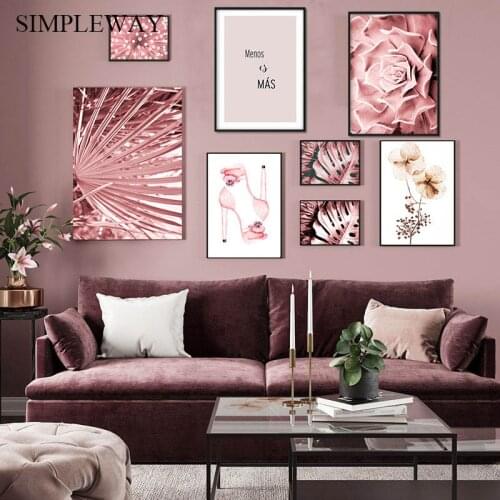 Pink Succulent Plants Leaf High Heels Canvas Painting Botanical Poster and Print Nordic Wall Art Picture Modern Home Decoration