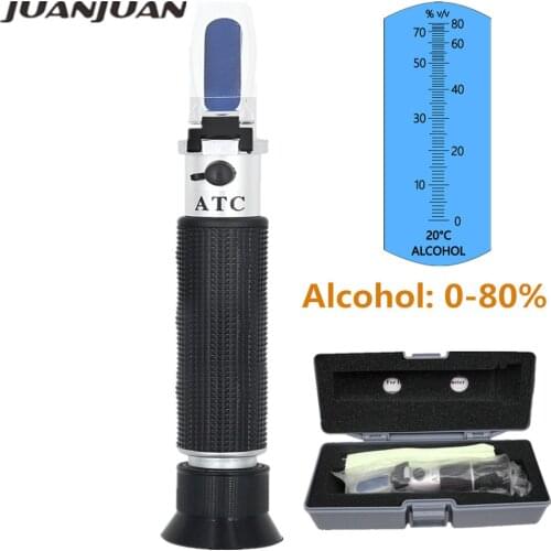 Handheld Alcohol Beer Refractometer Spirits Tester Alcohol 0-80% Portable Alcoholometer Adjustable Manual ATC with box
