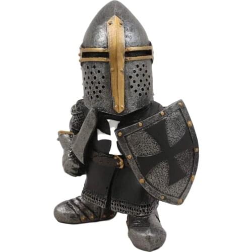 Knight Gnome Guard Figurine Mini Medieval Armor Swordsman Garden Sculpture Dwarf Gnome Resin Statues Courtyard Tree Decoration