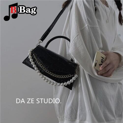 Women Handbag Baguette Bag Shoulder Retro Armpit Underarm Bag Designers Luxury pearl chain PU Leather Fashion Brand tote