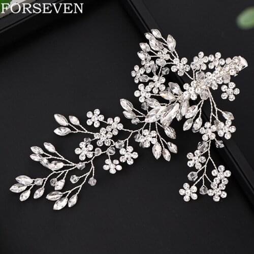 Bridal Hair Accessories Silver Color Rhinestone Hair Clips Headdress Bridal Hairpins For Women Hair Jewelry Wedding Headpiece