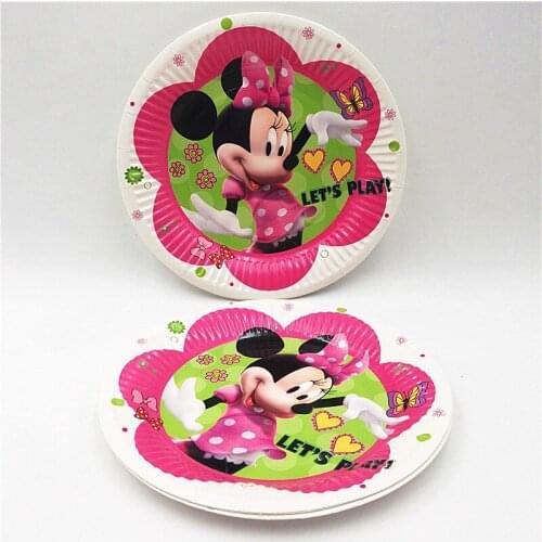 10pcs/set 7inch Minnie Mouse Plate Children Party Supplies Theme Kids Funny Hot Birthday Party Decoration