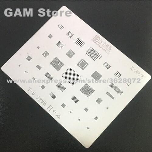 For iPhone X 8 8Plus BGA Stencil Wifi /Nand flash/Power/Audio/Touch IC Reballing Pin Heating Template 0.12mm Thickness