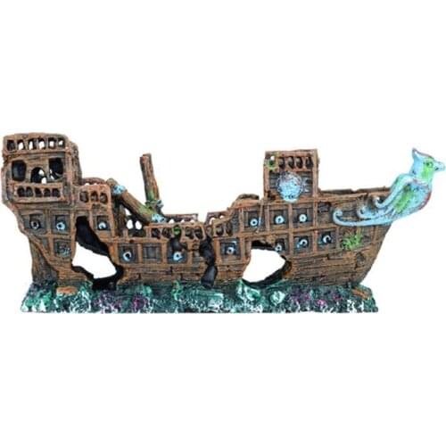 Aquarium Ship Decorations Fish Tank Ornaments Material Sunken Decorations