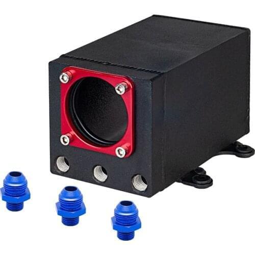 60mm racing external 044 fuel pump tank racing black Billet aluminium AN8 fitting oil catch can fuel surge tank