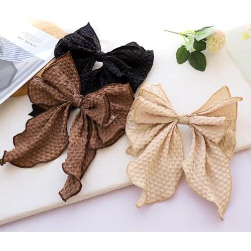 Hairpin Pure Color Fabric Crumpled Big Bow Hair Accessories Womens Back Head Ponytail Spring Clip Hair Tie Hair Accessories