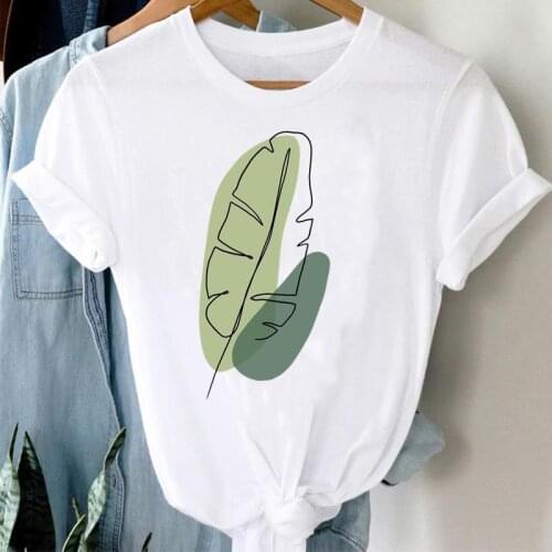 Clothes Feather Cute T-shirts Short Sleeve Print Women Cartoon Casual Fashion Graphic Regular Tshirt Top Lady Female Tee
