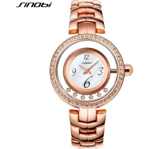SINOBI Creative Women Watches Luxury Hollow Dial Quartz Watch Ladies Crystal Bracelet Watches 2019 Relogio Feminino #1180