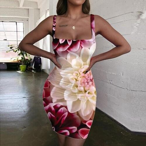 Giyu Brand Beautiful Dresses Women Flowers Halter Sleeveless Colorful Sundress Art 3d Print Womens Clothing Club Short