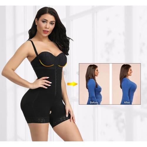 Women Full Body Shapewear Underbust Slimming Mid thigh Shaper fajasTummy Control Seamless Postpartum Body Girdle