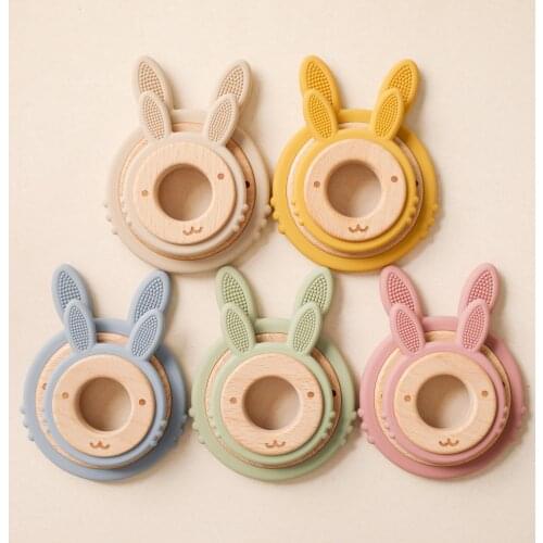 1 Pc New Baby Silicone Teethers Rabbit Rodent Teething Ring Toddler Newborn Molar Pain Soothing Teething Toy Feeding Pacifier