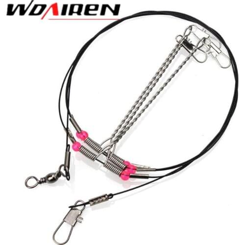 1Pcs Fishing Lure Steel wire Trace Wire Leader line Swivel Tackle Spinner Shark Spinning with Connector Fishing accessories