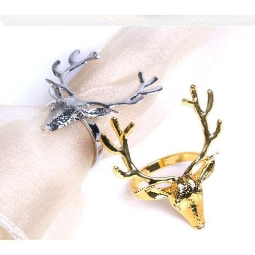 10pcs Upscale hotel Christmas metal deer head napkin ring napkin buckle mouth cloth ring napkin ring model room napkin buckle