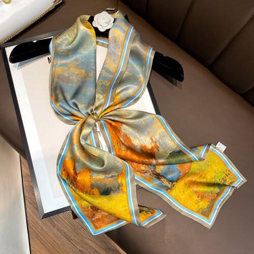 100% Silk Scarf For Women Long Natural Shawls Wraps Summer Ladies Neckscarf Pure Real Scarves New Hijab Foulard Neck Bandana